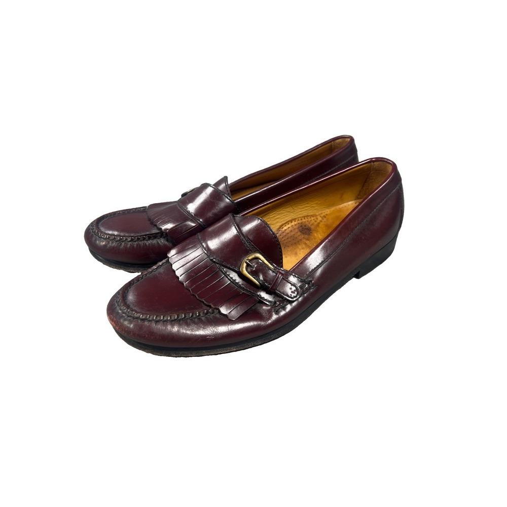 Vintage Cole Haan Shoes Mens 10 D Monk Strap Loafer Burgundy C03516 Pinch Buckle